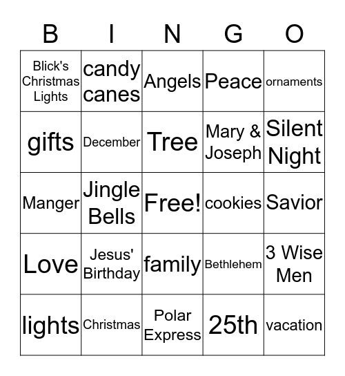 Christmas Bingo Card