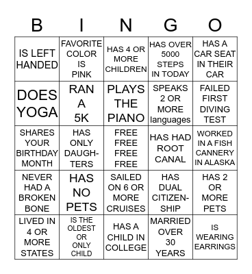 BLACKOUT BINGO Card