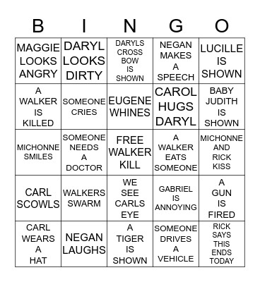THE WALKING DEAD  SEASON 8 Bingo Card