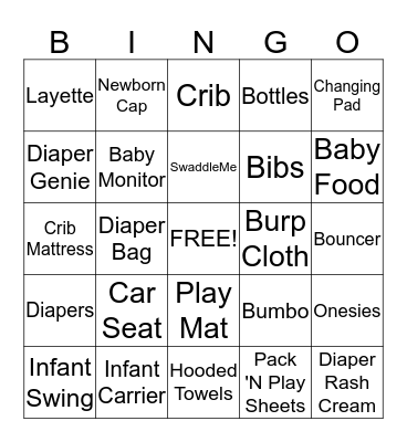 Baby Shower Bingo Card