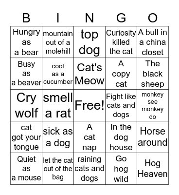 Figurative Language Bingo Card