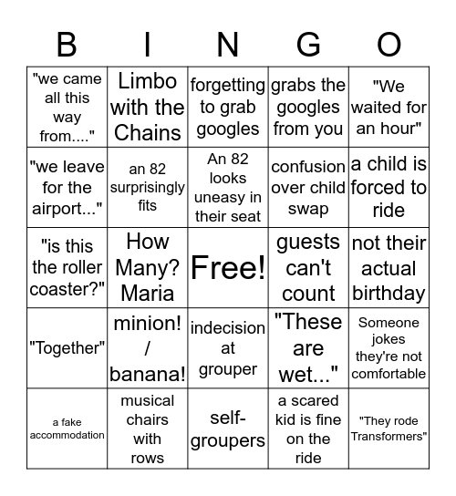 Despicable Me Bingo Card