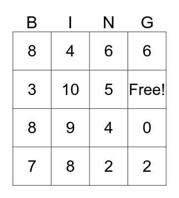 Number Bing ! Bingo Card