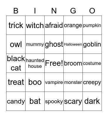 Halloween Bingo Card