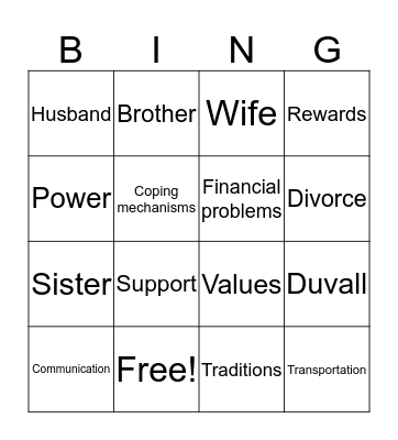 Family with School Children Bingo Card