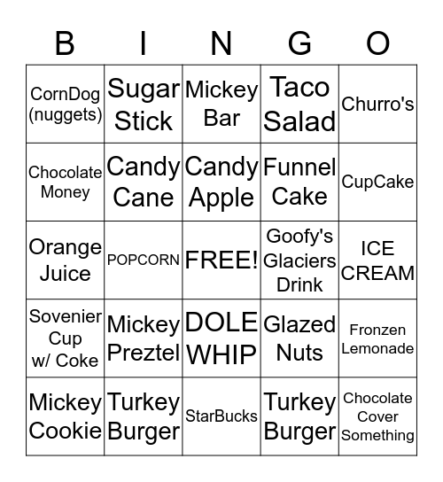 Magic Kingdom Bingo Card