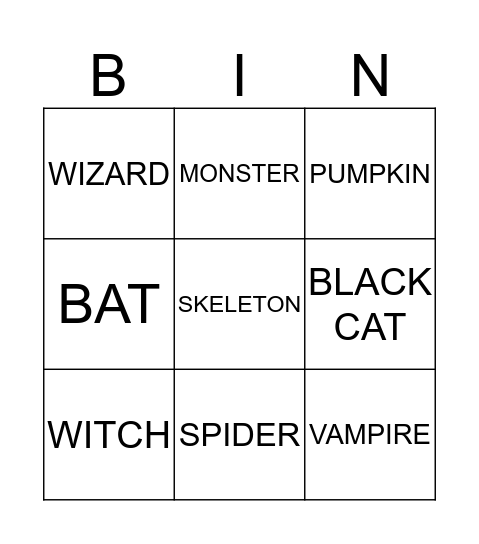 HALLOWEEN BINGO Card