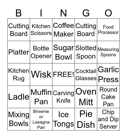 Leeann and Brian Bingo Card