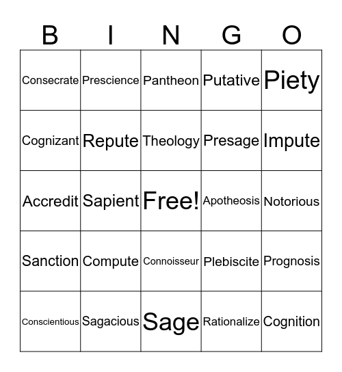 Vocabulary: Lesson 4 Bingo Card