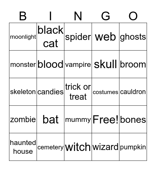 Halloween Bingo Card