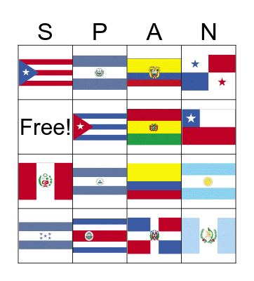 Latin American Bingo Card
