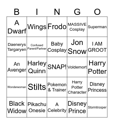 London Comic Con 2017! Bingo Card