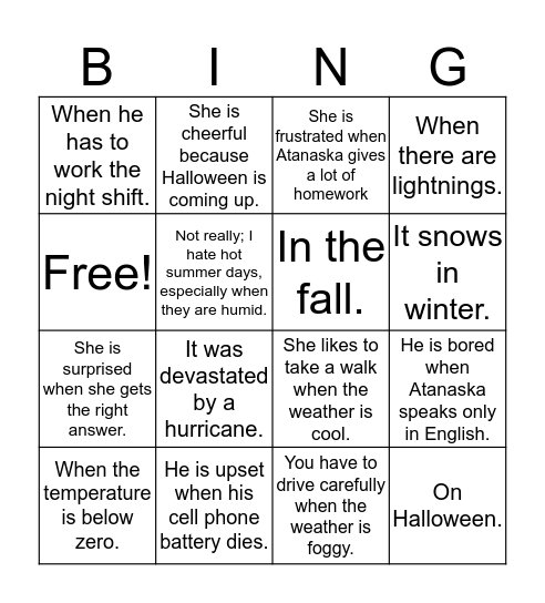 What is the Question? Bingo Card