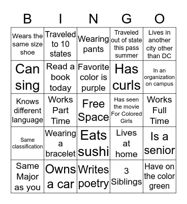 Beta Lambda Bingo Card