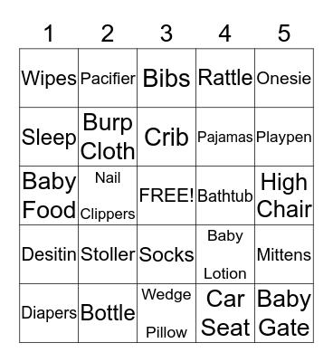 Vanessa's Baby Shower Bingo! Bingo Card