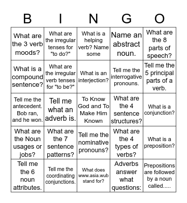 ESSENTIALS BINGO Card