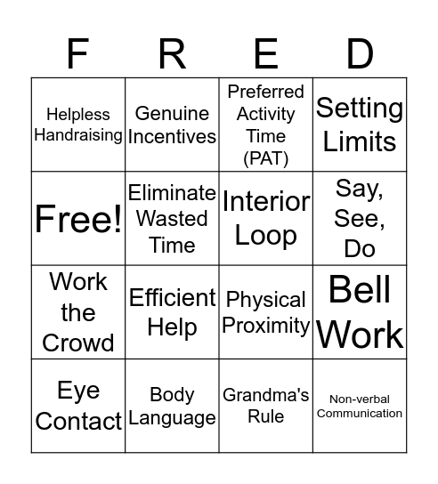 Fred Jones Bingo Card