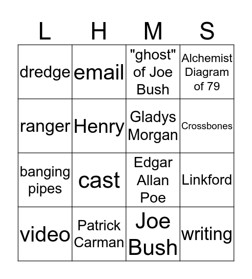 Skeleton Creek Bingo Card