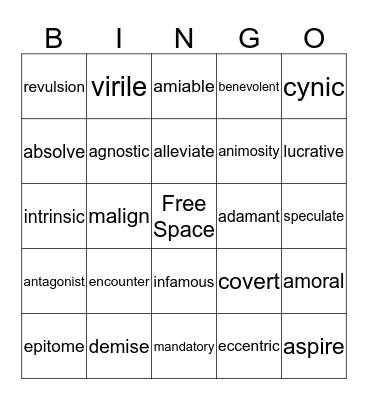 Lesson 1 Bingo Card