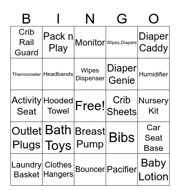 Baby Bingo Card