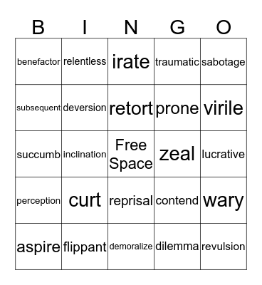 Lesson 2 Bingo Card