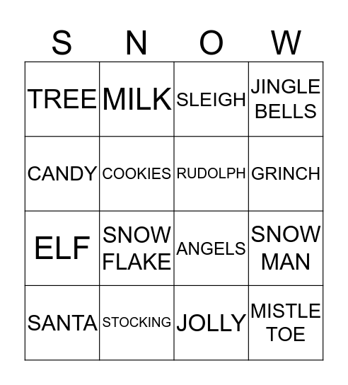 CHRISTMAS Bingo Card