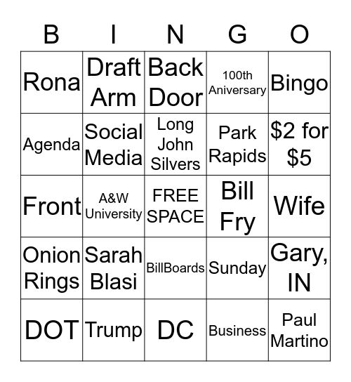 LAW Workshop Bingo 2017 Bingo Card