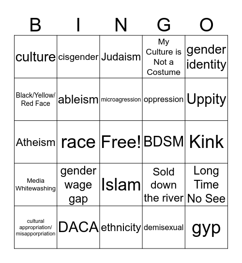 Diversity Bingo! Bingo Card