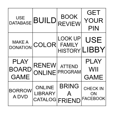 LIBRARY ACTIVITIES Bingo Card