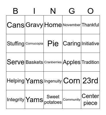 GIVE THANKS Bingo Card
