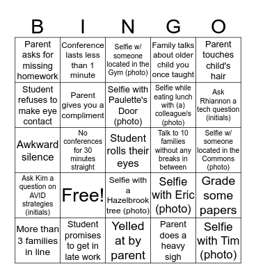 Parent-Teacher Conferences BINGO Card