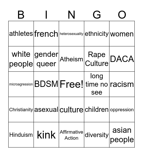 Diversity Bingo! Bingo Card