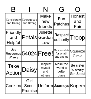 Daisy Bingo Card