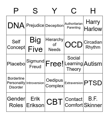 PSYCH-O Bingo Card