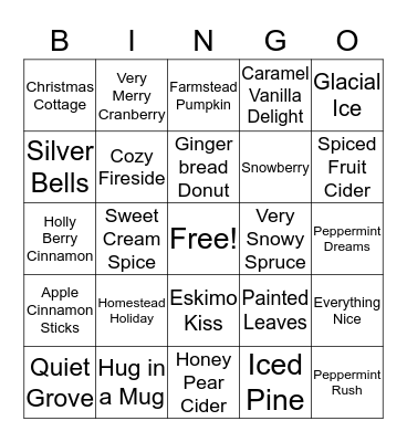 Scentsy Holiday Bingo  Bingo Card