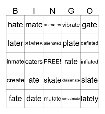 Ate Bingo Card