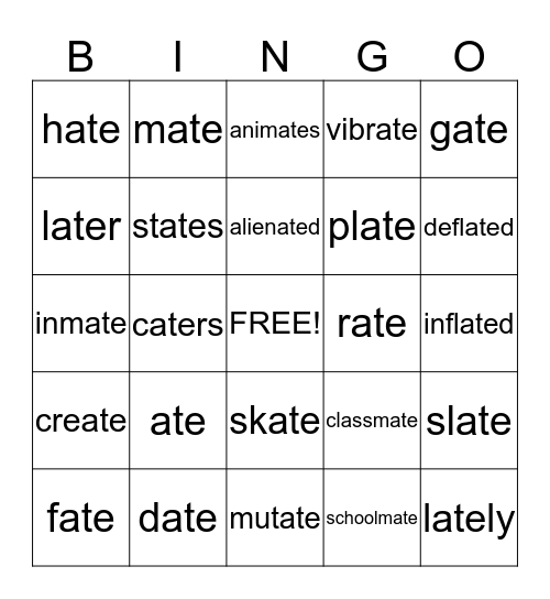 Ate Bingo Card