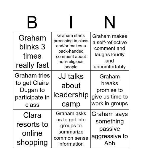 LEAD Bingo Card