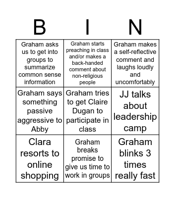 LEAD Bingo Card