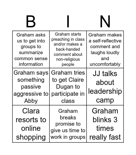 LEAD Bingo Card