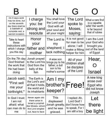 Tanach Bingo Card