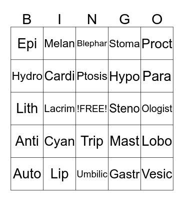 Chapter 1-5 Bingo Card