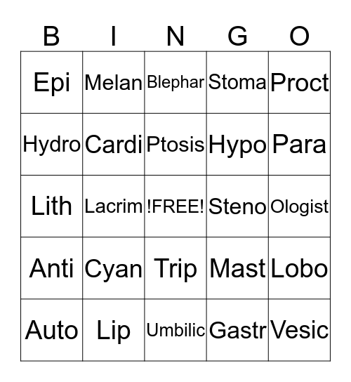 Chapter 1-5 Bingo Card