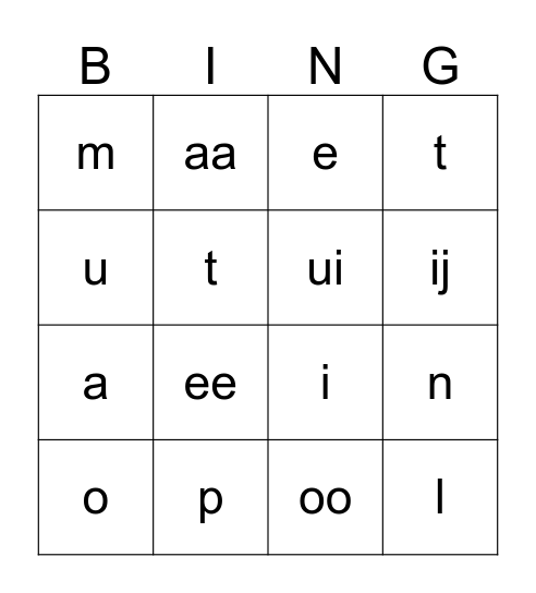 letterbingo tot ijs Bingo Card