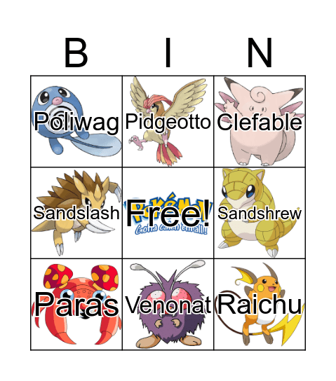 Pokemon (#1) Bingo Card