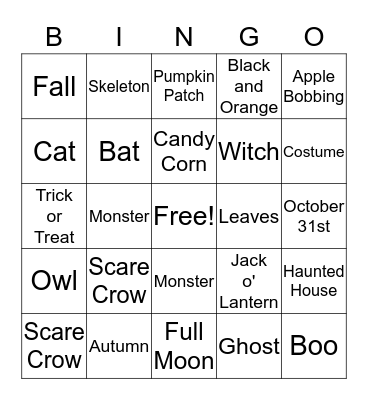 Halloween Bingo Card