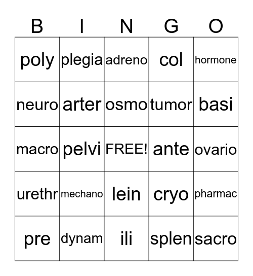 Chapter 10-14 Bingo Card