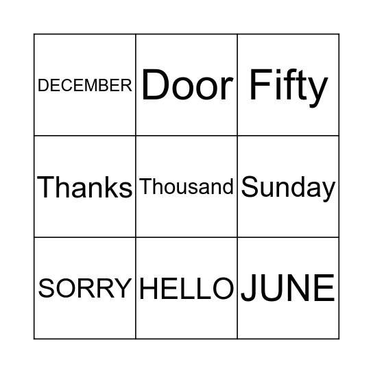 Beginners Bingo Card