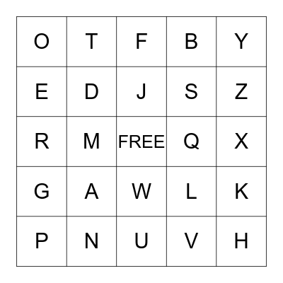 Alphabet Bingo Card