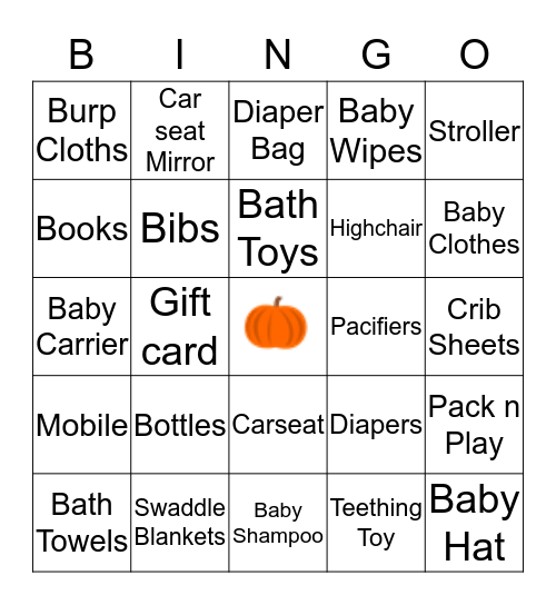 Baby Shower Bingo Card